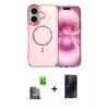 MARSİLYAN™- iPhone 16 Plus Kılıf Kıvılcım Form Prime - Siyah 3D Antistatik Hayalet Cam Ekran Koruyucu + Raze Metal Kamera Lens - SH