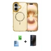 MARSİLYAN™- iPhone 16 Plus Kılıf Kıvılcım Form Prime - Siyah 3D Antistatik Hayalet Cam Ekran Koruyucu + Raze Metal Kamera Lens - LT