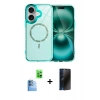 MARSİLYAN™- iPhone 16 Plus Kılıf Kıvılcım Form Prime - Siyah 3D Antistatik Hayalet Cam Ekran Koruyucu + Raze Metal Kamera Lens - LT