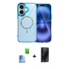 MARSİLYAN™- iPhone 16 Plus Kılıf Kıvılcım Form Prime - Siyah 3D Antistatik Hayalet Cam Ekran Koruyucu + Raze Metal Kamera Lens - LT