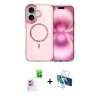 MARSİLYAN™- iPhone 16 Plus Kılıf Kıvılcım Form Prime - Siyah 3D Antistatik Seramik Nano Ekran Koruyucu + Raze Metal Kamera Lens - PE