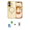 MARSİLYAN™- iPhone 16 Plus Kılıf Kıvılcım Form Prime - Siyah Bilvis 3D Cam Ekran Koruyucu + Raze Metal Kamera Lens - LT