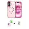 MARSİLYAN™- iPhone 16 Plus Kılıf Kıvılcım Form Prime - Siyah Bilvis 3D Cam Ekran Koruyucu + Raze Metal Kamera Lens - PE