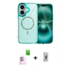MARSİLYAN™- iPhone 16 Plus Kılıf Kıvılcım Form Prime - Siyah Bilvis 3D Cam Ekran Koruyucu + Raze Metal Kamera Lens - PE
