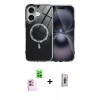 MARSİLYAN™- iPhone 16 Plus Kılıf Kıvılcım Form Prime - Siyah Bilvis 3D Cam Ekran Koruyucu + Raze Metal Kamera Lens - PE