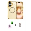 MARSİLYAN™- iPhone 16 Plus Kılıf Kıvılcım Form Prime - Siyah Bilvis 3D Cam Ekran Koruyucu + Raze Metal Kamera Lens - PE
