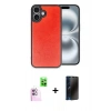MARSİLYAN™- iPhone 16 Plus Kılıf Kıvılcım Işık Serisi - Siyah 3D Antistatik Hayalet Cam Ekran Koruyucu + Raze Metal Kamera Lens - PE