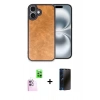 MARSİLYAN™- iPhone 16 Plus Kılıf Kıvılcım Işık Serisi - Siyah 3D Antistatik Hayalet Cam Ekran Koruyucu + Raze Metal Kamera Lens - PE