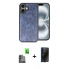 MARSİLYAN™- iPhone 16 Plus Kılıf Kıvılcım Işık Serisi - Siyah 3D Antistatik Hayalet Cam Ekran Koruyucu + Raze Metal Kamera Lens - SH