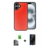 MARSİLYAN™- iPhone 16 Plus Kılıf Kıvılcım Işık Serisi - Siyah 3D Antistatik Hayalet Cam Ekran Koruyucu + Raze Metal Kamera Lens - SH