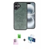 MARSİLYAN™- iPhone 16 Plus Kılıf Kıvılcım Işık Serisi - Siyah 3D Antistatik Seramik Nano Ekran Koruyucu + Raze Metal Kamera Lens - PE