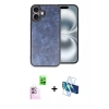 MARSİLYAN™- iPhone 16 Plus Kılıf Kıvılcım Işık Serisi - Siyah 3D Antistatik Seramik Nano Ekran Koruyucu + Raze Metal Kamera Lens - PE