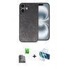 MARSİLYAN™- iPhone 16 Plus Kılıf Kıvılcım Işık Serisi - Siyah 3D Antistatik Seramik Nano Ekran Koruyucu + Raze Metal Kamera Lens - SH