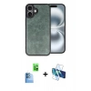 MARSİLYAN™- iPhone 16 Plus Kılıf Kıvılcım Işık Serisi - Siyah 3D Antistatik Seramik Nano Ekran Koruyucu + Lacivert Raze Metal Kamera Lens