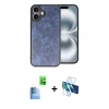 MARSİLYAN™- iPhone 16 Plus Kılıf Kıvılcım Işık Serisi - Siyah 3D Antistatik Seramik Nano Ekran Koruyucu + Lacivert Raze Metal Kamera Lens