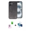 MARSİLYAN™- iPhone 16 Plus Kılıf Kıvılcım Işık Serisi - Siyah 3D Antistatik Seramik Nano Ekran Koruyucu + Raze Metal Kamera Lens - PE