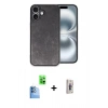 MARSİLYAN™- iPhone 16 Plus Kılıf Kıvılcım Işık Serisi - Siyah Bilvis 3D Cam Ekran Koruyucu + Raze Metal Kamera Lens - LT