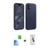 MARSİLYAN™- iPhone 16 Plus Kılıf Kozmos Yansıma Özel Seri - Şeffaf Pasifik Cam Ekran Koruyucu + Lacivert Raze Metal Kamera Lens