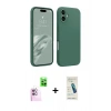 MARSİLYAN™- iPhone 16 Plus Kılıf Kozmos Yansıma Özel Seri - Şeffaf Pasifik Cam Ekran Koruyucu + Raze Metal Kamera Lens - PE
