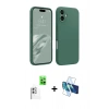 MARSİLYAN™- iPhone 16 Plus Kılıf Kozmos Yansıma Özel Seri - Siyah 3D Antistatik Cam Ekran Koruyucu + Raze Metal Kamera Lens - BZ