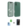 MARSİLYAN™- iPhone 16 Plus Kılıf Kozmos Yansıma Özel Seri - Siyah 3D Antistatik Hayalet Cam Ekran Koruyucu + Raze Metal Kamera Lens - LT