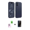 MARSİLYAN™- iPhone 16 Plus Kılıf Kozmos Yansıma Özel Seri - Siyah 3D Antistatik Hayalet Cam Ekran Koruyucu + Raze Metal Kamera Lens - PE