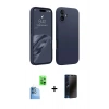 MARSİLYAN™- iPhone 16 Plus Kılıf Kozmos Yansıma Özel Seri - Siyah 3D Antistatik Hayalet Cam Ekran Koruyucu + Raze Metal Kamera Lens - LT