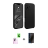 MARSİLYAN™- iPhone 16 Plus Kılıf Kozmos Yansıma Özel Seri - Siyah 3D Antistatik Hayalet Cam Ekran Koruyucu + Raze Metal Kamera Lens - PE