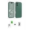 MARSİLYAN™- iPhone 16 Plus Kılıf Kozmos Yansıma Özel Seri - Siyah Bilvis 3D Cam Ekran Koruyucu + Raze Metal Kamera Lens - BZ