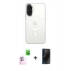 MARSİLYAN™- iPhone 16 Plus Kılıf Kutup Klasik Serisi - Siyah 3D Antistatik Hayalet Cam Ekran Koruyucu + Raze Metal Kamera Lens - PE
