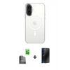 MARSİLYAN™- iPhone 16 Plus Kılıf Kutup Klasik Serisi - Siyah 3D Antistatik Hayalet Cam Ekran Koruyucu + Raze Metal Kamera Lens - SH