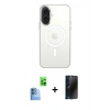 MARSİLYAN™- iPhone 16 Plus Kılıf Kutup Klasik Serisi - Siyah 3D Antistatik Hayalet Cam Ekran Koruyucu + Raze Metal Kamera Lens - LT