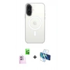 MARSİLYAN™- iPhone 16 Plus Kılıf Kutup Klasik Serisi - Siyah 3D Antistatik Seramik Nano Ekran Koruyucu + Raze Metal Kamera Lens - PE