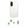 MARSİLYAN™- iPhone 16 Plus Kılıf Kutup Klasik Serisi - Siyah Bilvis 3D Cam Ekran Koruyucu + Raze Metal Kamera Lens - BZ
