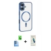 MARSİLYAN™- iPhone 16 Plus Kılıf Nova Işık Özel Seri - Şeffaf Pasifik Cam Ekran Koruyucu + Raze Metal Kamera Lens - LT