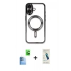 MARSİLYAN™- iPhone 16 Plus Kılıf Nova Işık Özel Seri - Şeffaf Pasifik Cam Ekran Koruyucu + Raze Metal Kamera Lens - LT