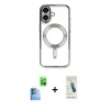 MARSİLYAN™- iPhone 16 Plus Kılıf Nova Işık Özel Seri - Şeffaf Pasifik Cam Ekran Koruyucu + Raze Metal Kamera Lens - LT