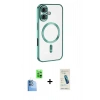 MARSİLYAN™- iPhone 16 Plus Kılıf Nova Işık Özel Seri - Şeffaf Pasifik Cam Ekran Koruyucu + Raze Metal Kamera Lens - LT