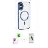 MARSİLYAN™- iPhone 16 Plus Kılıf Nova Işık Özel Seri - Şeffaf Pasifik Cam Ekran Koruyucu + Raze Metal Kamera Lens - PE