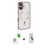 MARSİLYAN™- iPhone 16 Plus Kılıf Nova Işık Özel Seri - Şeffaf Pasifik Cam Ekran Koruyucu + Raze Metal Kamera Lens - PE