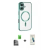 MARSİLYAN™- iPhone 16 Plus Kılıf Nova Işık Özel Seri - Şeffaf Pasifik Cam Ekran Koruyucu + Raze Metal Kamera Lens - SH