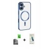 MARSİLYAN™- iPhone 16 Plus Kılıf Nova Işık Özel Seri - Şeffaf Pasifik Cam Ekran Koruyucu + Raze Metal Kamera Lens - SH