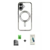 MARSİLYAN™- iPhone 16 Plus Kılıf Nova Işık Özel Seri - Şeffaf Pasifik Cam Ekran Koruyucu + Raze Metal Kamera Lens - SH