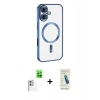 MARSİLYAN™- iPhone 16 Plus Kılıf Nova Işık Özel Seri - Şeffaf Pasifik Cam Ekran Koruyucu + Raze Metal Kamera Lens - BZ