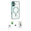 MARSİLYAN™- iPhone 16 Plus Kılıf Nova Işık Özel Seri - Şeffaf Pasifik Cam Ekran Koruyucu + Raze Metal Kamera Lens - BZ