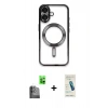 MARSİLYAN™- iPhone 16 Plus Kılıf Nova Işık Özel Seri - Şeffaf Pasifik Cam Ekran Koruyucu + Raze Metal Kamera Lens - SH