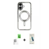 MARSİLYAN™- iPhone 16 Plus Kılıf Nova Işık Özel Seri - Şeffaf Pasifik Cam Ekran Koruyucu + Raze Metal Kamera Lens - BZ