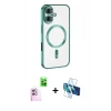 MARSİLYAN™- iPhone 16 Plus Kılıf Nova Işık Özel Seri - Siyah 3D Antistatik Cam Ekran Koruyucu + Raze Metal Kamera Lens - PE
