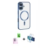 MARSİLYAN™- iPhone 16 Plus Kılıf Nova Işık Özel Seri - Siyah 3D Antistatik Cam Ekran Koruyucu + Raze Metal Kamera Lens - PE