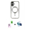 MARSİLYAN™- iPhone 16 Plus Kılıf Nova Işık Özel Seri - Siyah 3D Antistatik Cam Ekran Koruyucu + Raze Metal Kamera Lens - PE